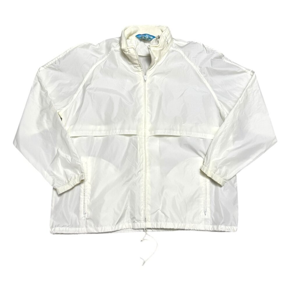 WOOLRICH TETON Vintage White Lightweight Retro Windbreaker Jacket Mens XL